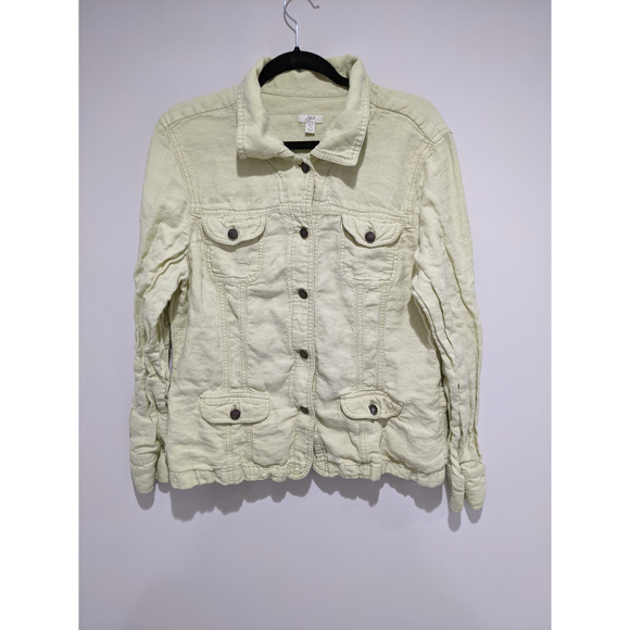 J. Jill Jackets & Blazers - J. Jill 100% Linen Green Yellow Jacket Size XL Tall